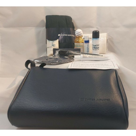 Vtg United Airlines First Class Amenity Toiletry Kit Travel InFlight Bag Blue - Picture 3 of 7